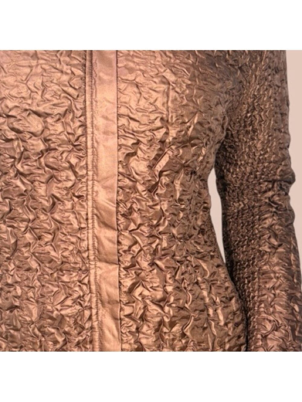 90s UbU Mushroom Jacket M Brown & Beige Metallic Reversible Top Y2K Fairygoth - Picture 7 of 15
